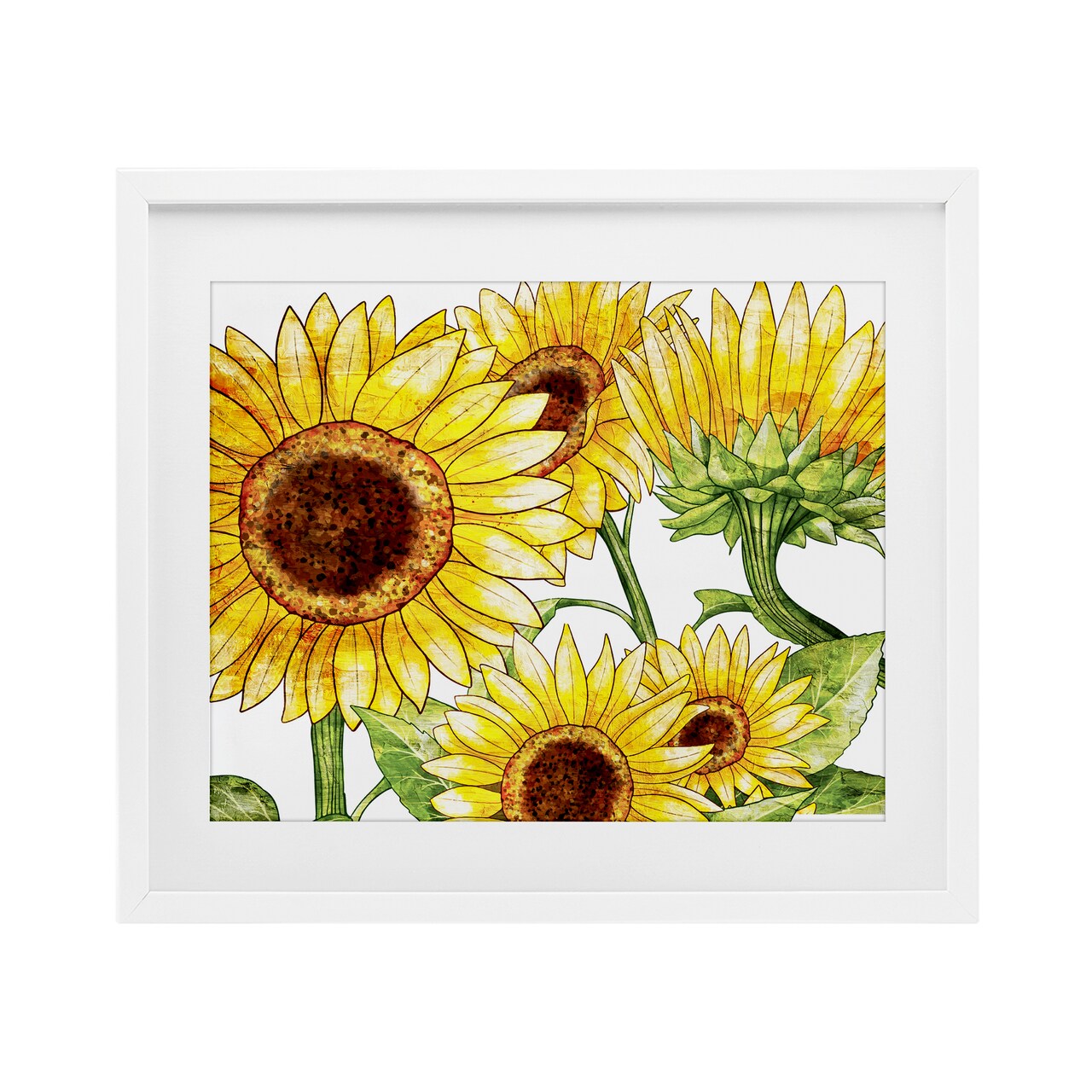 Stupell Industries Peeking Sunflower Blooms Framed Print Under Glass, design by Kim Allen